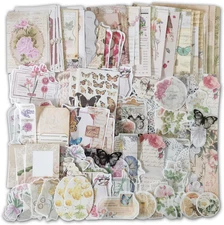 260 Pieces Vintage Scrapbook Supplies Pack, Decorative Nature Retro Paper Sticke
