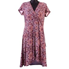 Bobbie Brooks Womens Medium Faux Wrap Paisley Medallion High Low Dress Floral