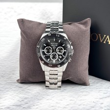 Bulova Marine Star Black Dial Chronograph Stainless Steel Men's Watch 98B401