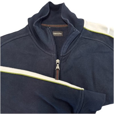 St Johns Bay Mens Navy Quarter Zip Track Jacket Athletic Style Size LARGE