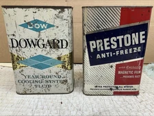 Original Vintage DOWGARD & PRESTONE ANTI-FREEZE Metal Can ONE 1 GALLON Gas Oil