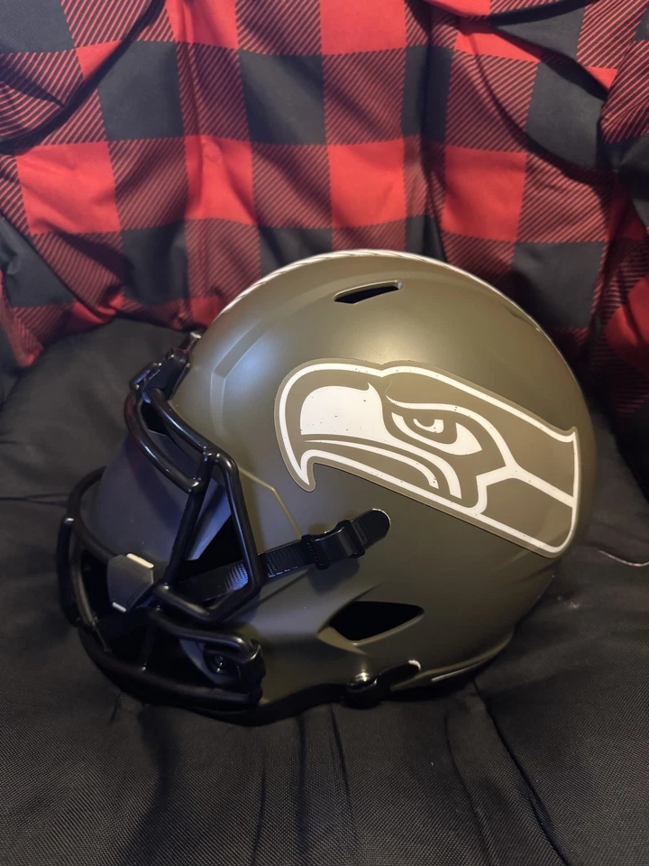 Warren Moon STS 签名 西雅图海鹰队 全尺寸 复制品 头盔 贝克特 正品证书 — 第 4/4 张图片