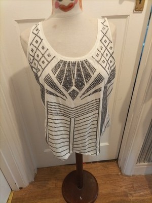Damen Express Größe Large Pailletten/schwarz/weiß Trägertop