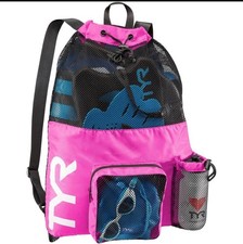 TYR Big Mesh Mummy Backpack For Wet Swimming, Gym, and Workout Gear , Pink