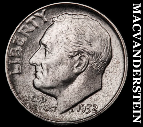 1952 Silver Roosevelt Dime - Choice Gem Brilliant Unc  Lustrous  #G7765