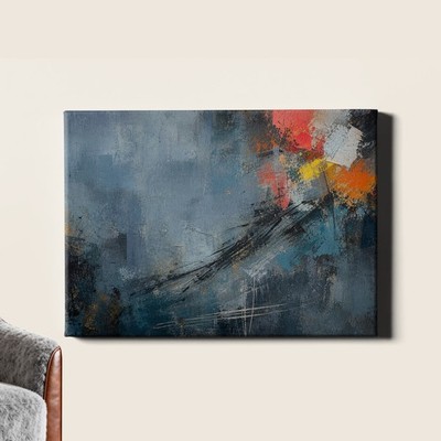 Abstract expressionist impasto blue gray coral Art Print thick textured