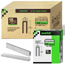 meite 18 Gauge 1/4" Narrow Crown Staples Galvanized 5/8" Length 10 Boxes