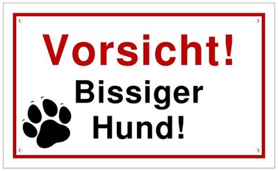   Schild - Vorsicht Bissiger Hund - 200x120 Kunststoff (Hundeschild Achtung)