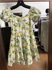 JANIE and JACK Lemon Stripe Puff Sleeve Dress Girls Sz 7 Amalfi Coast Italy