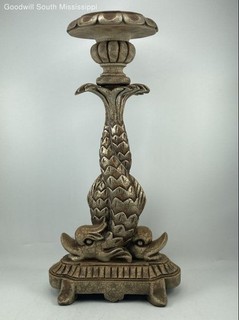 Vintage Tall Double Dolphin Candle Stick Holder