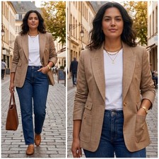 J.Crew Womans Blazer Light Tan Italian Four Season Wool Blazer Size 8