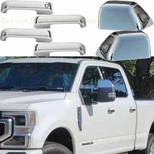 2017-2022 Ford F250 Super Duty Crew CHROME Door Handle COVERS No Smt+Top Mirrors