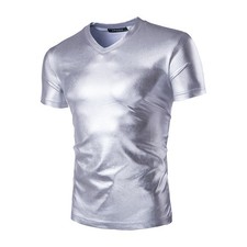 Short-sleeved T-shirt Shiny Men's T-shirt Bottoming Shirt
