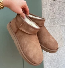 SIZE 6 - UGG Women's Classic Ultra Mini CHESTNUT Suede Boot - FREE SHIPPING
