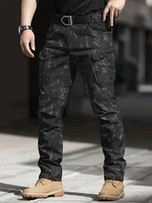 Men Combat Pants With Knee Pads Tactical Cargo Sport Trousers Camouflage Multica
