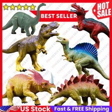 Realistic Dinosaur Figure Toys, 6 Pack 7" Large Size Plastic Dinosaur Set Xmas G