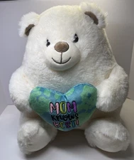 Mother's Day Large White Bear Plush with Mom Knows Best Heart
