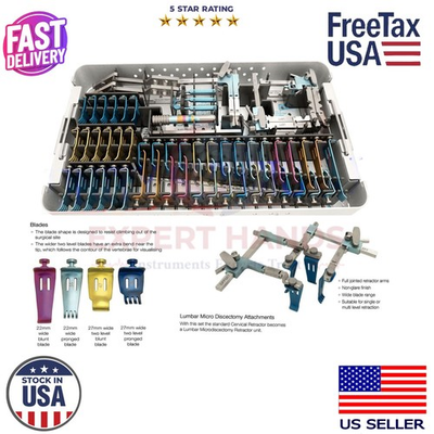 #ad ACD Cervical Retractor Black Belt Set with 48PCS Titanium Blades Surgical Spine $1549.95