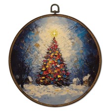 Vintage Christmas Tree Wall Art Framed, Colorful Country Christmas Xmas Tree ...