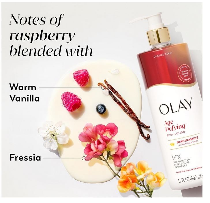 Olay Body Lotion for Women, Age Defying with Niacinamide Serum, 17 fl oz