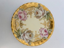 Lovely antique Elite Limoges handprinted Roses and Gold 9" plate France