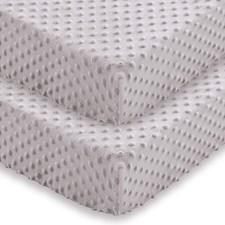 Baby Crib Sheets 2 Pack, 28 x 52 Inch Minky Dot Fitted Crib Mattress Sheet fo...