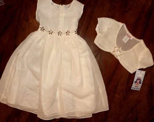 Dress Set Cream Flower Girl Party Church Girl size 2 years New - Picture 2 of 6