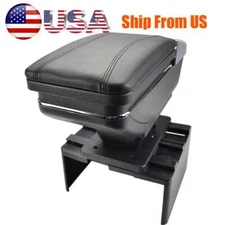 Car Central Console Armrest Storage Box Leather Black Arm Rest Universal
