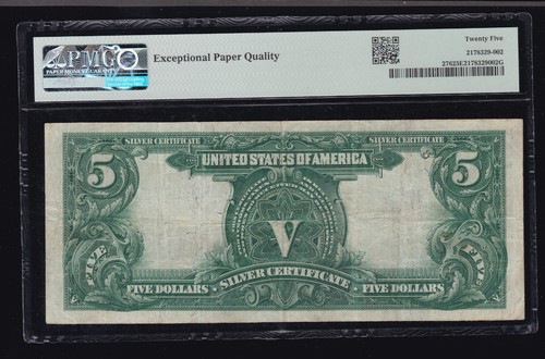 US 1899 $5 Chief Silver Certificate Note Napier/Thompson FR 276 PMG 25 EPQ (719) - Picture 2 of 2