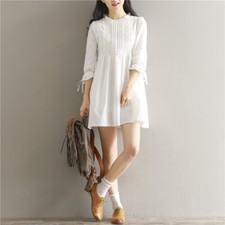 Women Shirt Dress Short Lolita Dresses Mini Casual Loose Lace Ruffle Summer New