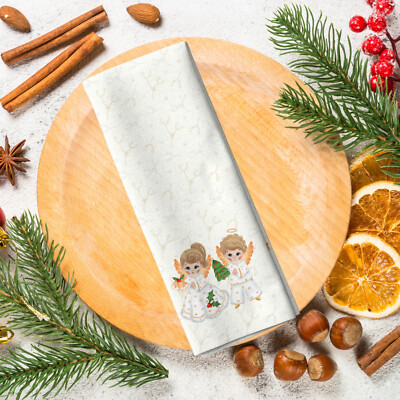 Little Angels Cloth Napkins Set of 4 Christmas Dinner Napkin Holiday Table Decor