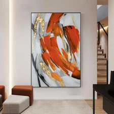 Hand-painted Abstract Oil Painting Golden Foil Decorations Modern Home