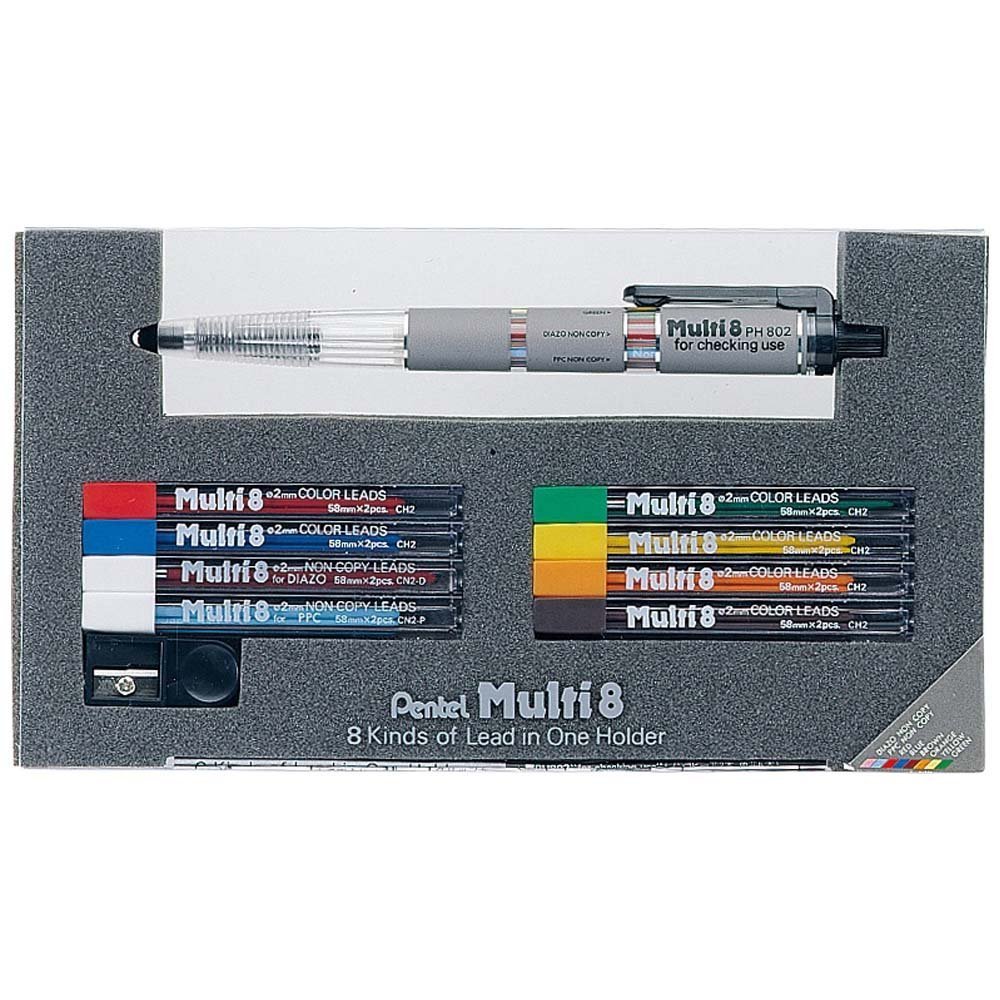 Pentel Ricarica Mina 2mm Per Matita Multi 8 Colori - Tubo Rosso (CH2-B), 2 Pezzi - 5