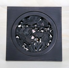 Oil Rubbed Bronze Art Carved Bathroom Floor Drain Waste Grate Shower Drainer