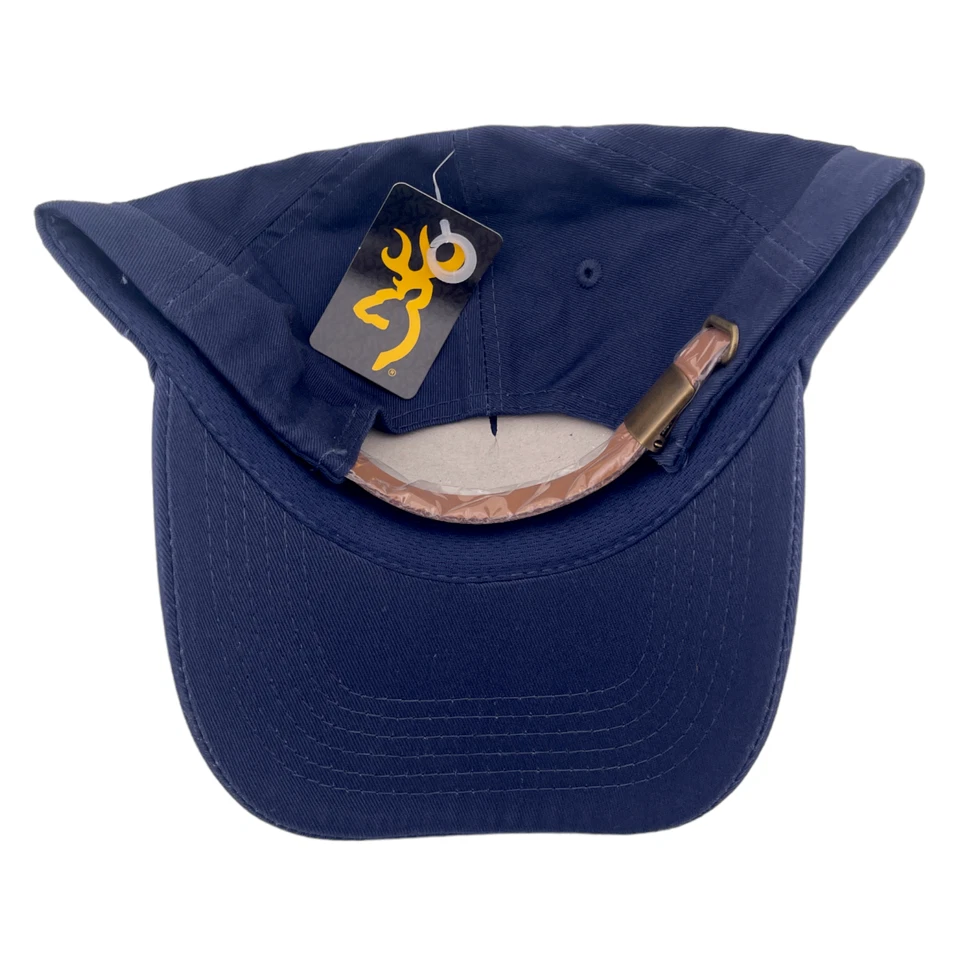 Browning Company Lynsey Navy Blue Leather Logo Patch Adjustable Dad Hat Cap - Image 4 of 4