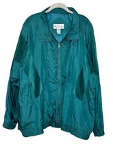 Vintage Lady Lavon Silk Velvet Teal Full Zip Jacket Plus Size 3x New