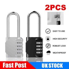 2X 4 Digit Combination Padlock Long Shackle Heavy Duty Outdoor Waterproof Lock