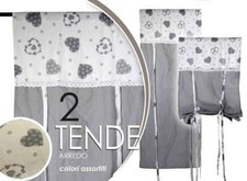 2 Tende Tenda Finestra Porta Interno Coppia Shabby Chic GRIGIO BEIGE 60*240 cm