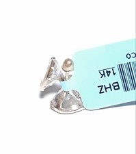 14K yellow GOLD and white gemstone hearts baby screwback earrings