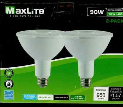 4- MaxLite LED Outdoor Flood Bulbs 13W 13 = 90 Watt Daylight 5000K Dimmable