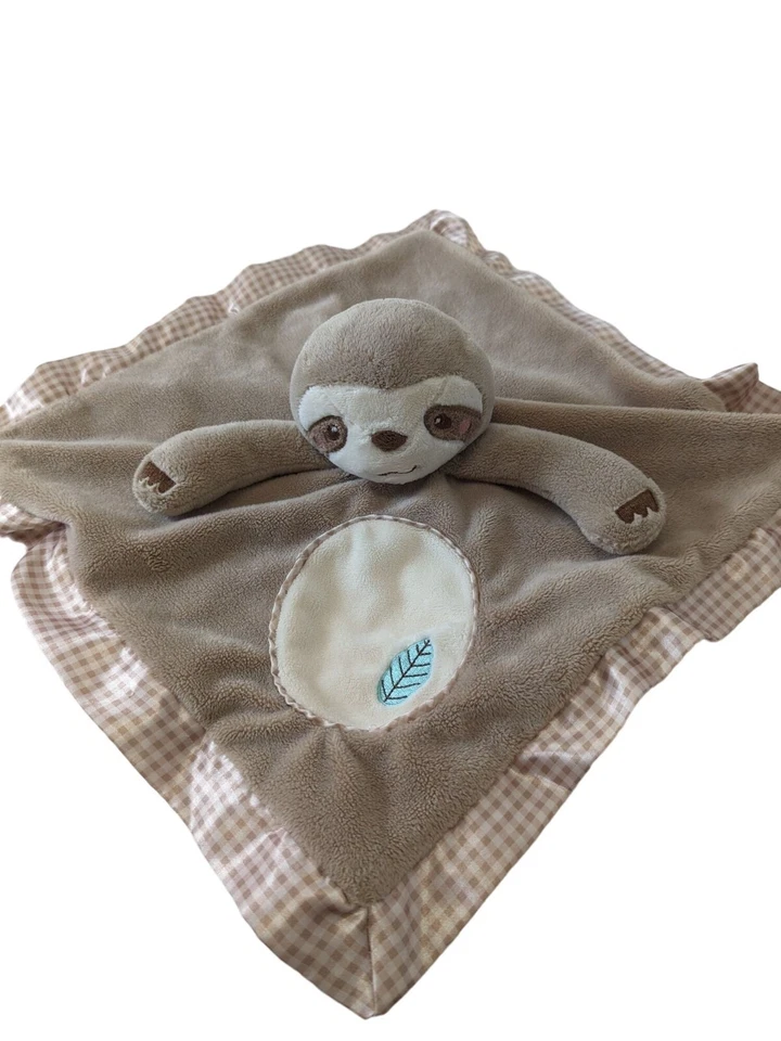 Manta de seguridad de felpa Douglas Baby Sloth marrón borde satinado amoroso 15 1/2" suave Foto 2 de 4