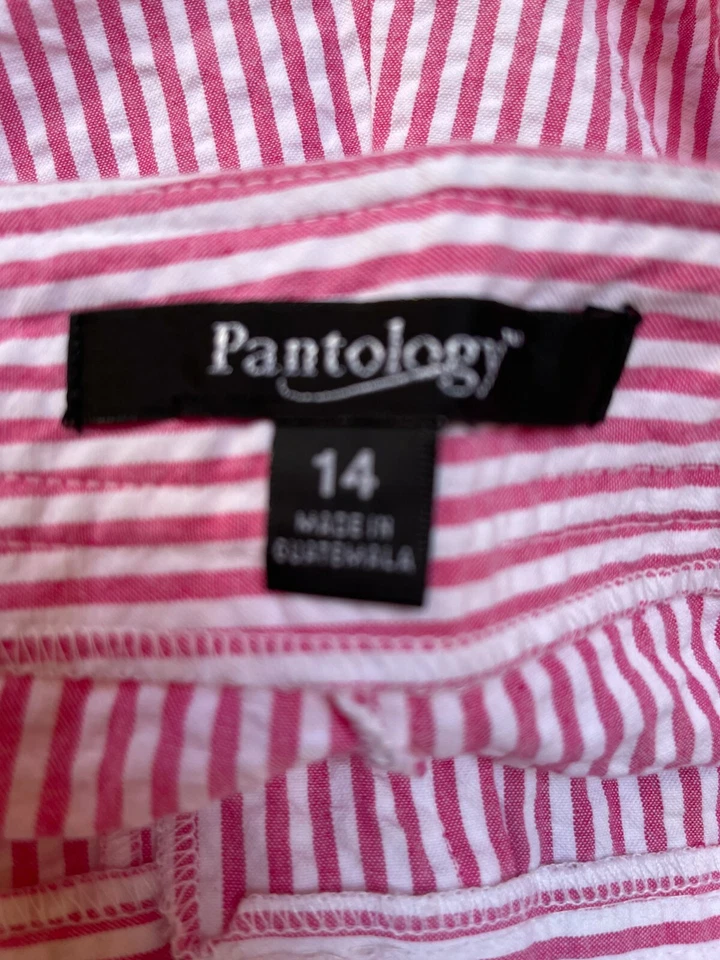 Bermudas Pantology Mujer Cintura Alta Rosa Blanco Rayas Talla 14 Algodón Foto 3 de 4