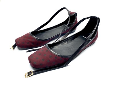 Pierre Hardy Purple Black Silk Polka Dot Leather Flat Ankle Slip On