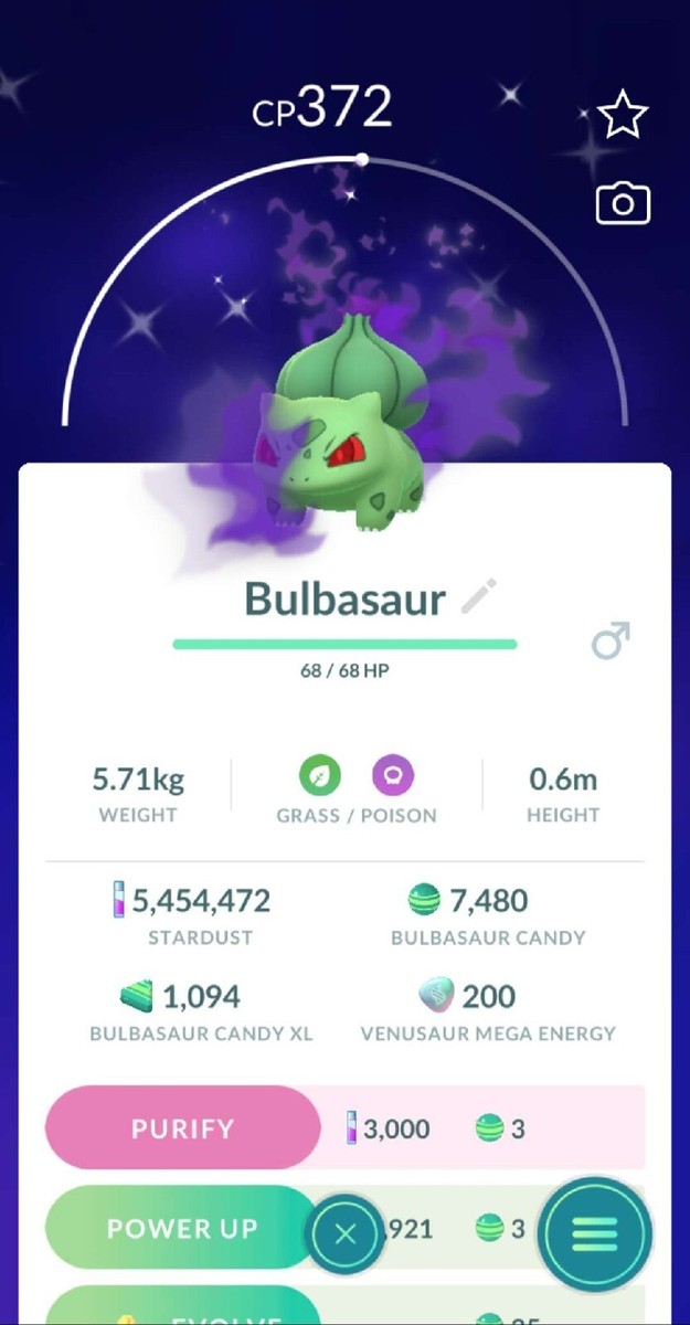 Shiny Shadow Bulbasaur Pokemon Trade Go