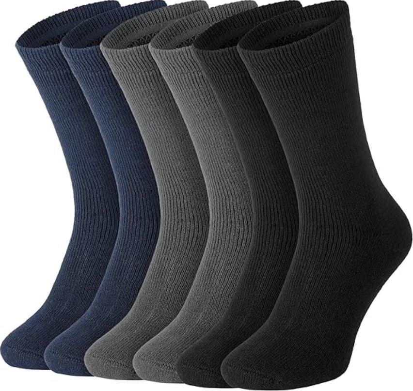 Pairs X Mens Heavy Duty Thermal Cotton Crew Socks Black Navy
