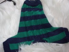 Green Blue Stripe Cable Knit Dog Sweater Suit new pet XS Top Paw puppy Xsmall
