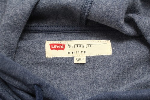 LEVI'S Felpa con Cappuccio Uomo Blu Comoda Tasca Canguro Taglia Large - Foto 4 di 9