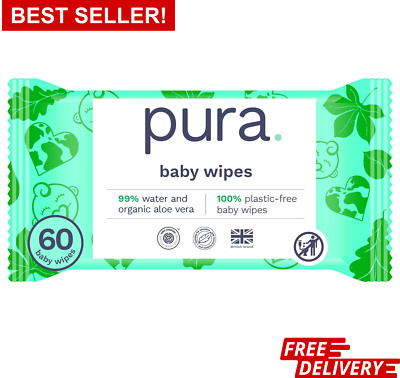 Pura Natural Sensitive Baby Wipes | Wet Wipes | Hypoallergenic & Eco-Friendly