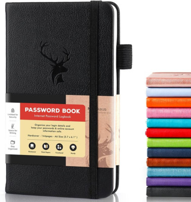 Molekaus Password Book with Alphabetical Tabs Small Password Keeper with Extra P