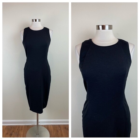 Athleta Solid Black Bodycon Zip Back Stretch Dres… - image 1